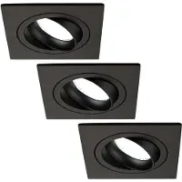 LEDVION - 3X LED Inbouwspot Sevilla - Dimbaar - 3W - 6500K - Ø92 mm - Zwart