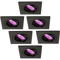 LEDVION - 6X SMART LED Inbouwspot Sevilla - Dimbaar - WiFi - Zwart