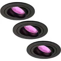 LEDVION - 3X SMART LED Inbouwspot Tokyo - Zwart - Dimbaar
