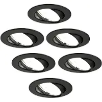 LEDVION - 6X LED Inbouwspot Amsterdam - Zwart - Dimbaar - 3W - 6500K - Ø82 mm