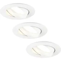 LEDVION - 3X LED Inbouwspot Rio - Wit - Dimbaar - 3W - 2700K - Ø85 mm