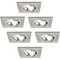 LEDVION - 6X LED Inbouwspot Sevilla - Dimbaar - 3W - 2700K - Ø92 mm - RVS