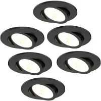 LEDVION - 6X LED Inbouwspot - Zwart - Dimbaar - 7W - IP65 - CCT - COB - Ø90mm