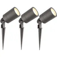 LEDVION - 3X LED Prikspots - Antraciet - IP65 - 5W - 2700K - 2M