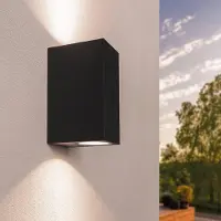 LEDVION - LED Wandlamp Incl. Sensor - GU10 - IP44 - Zwart