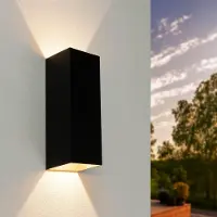 LEDVION - LED Wandlamp - 9W - 800L - 3000K - IP54 - Zwart