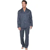 Robson Satijnen heren doorknoop pyjama donkerblauw | Maat 52
