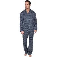 Robson Satijnen heren doorknoop pyjama donkerblauw | Maat 58