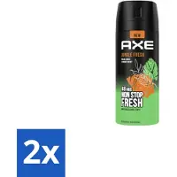 Axe 2 x – Deodorant Bodyspray – Jungle Fresh – 150 ml - Frisse Geur - Lichaamsgeur Bestrijding - Zinktechnologie - Palmbladeren Geur - Amber Geur