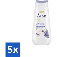 Dove 5 x – Douchecrème – Anti-Stress – 225 ml - Douchecrème Anti-stress - Ontspannende Douche - Droge Huid Verzorging - Blauwe Kamille - Havermelk