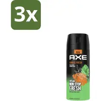 Axe 3 x – Deodorant Bodyspray – Jungle Fresh – 150 ml - Jungle Fresh - Deodorant Bodyspray - Frisse Geur - 48 Uur Bescherming - Zinktechnologie