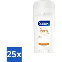 Sanex 25 x Deodorant Stick Dermo Sensitive 65 ml - Deodorant Stick - Gevoelige Huid - Alcoholvrije Deodorant - 24 Uur Bescherming - Huidbescherming
