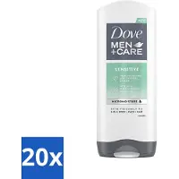 Dove 20 x - Shower Gel - 3-in-1 - Men Care Sensitive - Verfrissend en zacht - 400 ml - Douchegel Mannen - Gevoelige Huid - 3-in-1 Douchegel - Mannelijke Huid Verzorging - Zachte Douchegel