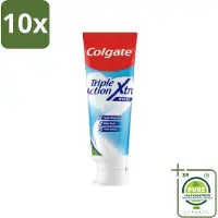 Colgate 10 x Tandpasta Triple Action Xtra White 75 ml - Grootverpakking - Tandpasta - Gaatjes - Wittere Tanden - Frisse Adem - Mondverzorging