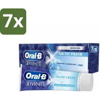 Oral-B 7 x Tandpasta 3D White Arctic Fresh 75 ml - Tandpasta Whitening - Wittere Glimlach - Frisse Adem - Tanden Reinigen - Glazuur Bescherming