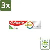 Colgate 3 x - Total Classic - Tandpasta - 75ml - Grootverpakking - Tandpasta - Mondhygiëne - Tandplak - Tandsteen - Gaatjes