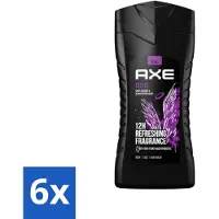 Axe 6 x - 3-in-1 Douchegel - Excite - Douchegel - Crisp Coconut & Black pepper - 100% Plantaardig - 250 ml - Douchegel - Excite - Kokosnoot En Zwarte Peper - 100% Prebiotica - Douchegel Geur