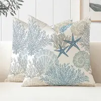 Famanu – Set van 2 waterdichte kussenhoezen, 45 x 45 cm, met oceaan thema, perfect voor buitengebruik