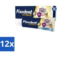 Fixodent 12 x – Kleefpasta – Ultimate Fresh – 40 g - Kleefpasta Kunstgebit - Fixatie Kunstgebit - Voedselresten Voorkomen - Frisse Muntsmaak - Draagcomfort Kunstgebit