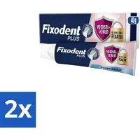 Fixodent 2 x Kleefpasta Plus 40 gr - Kleefpasta Kunstgebit - Voedselbarrière Kunstgebit - Frisse Muntsmaak Kunstgebit - Fixatie Kunstgebit - Kunstgebit Bescherming