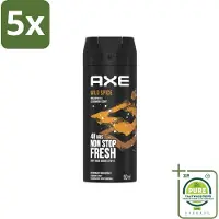 Axe 5 x - Deodorant Bodyspray - 48hrs Non Stop Fresh - Wild Spice - Wild Spices & Cedarwood - 150 ml - Grootverpakking - Wild Spice - Deodorant Bodyspray - Cederhout Geur - Frisse Geur - Anti-geur