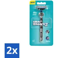 Gillette 2 x - Mach3 – Houder + 1 Mesje – 3-bladig - Scheermes - Scheerbeurt - Mesje - Huidbescherming - Scheercomfort