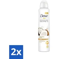 Dove 2 x - Deodorant - Coconut & Jasmine Flower - Tropisch en verzorgend - 250 ml - Deodorant Spray - Kokos En Jasmijn - Anti-transpirant Spray - Zachte Oksels - Geur Van Kokos En Jasmijn