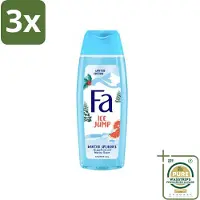 Fa 3 x - Douchegel - Winter Splashes Ice Jump - Frisse Geur & Verfrissing - Verzorgend - 250 ml - Grootverpakking - Douchegel - Winter - Zeebries - Grapefruit - Verfrissend