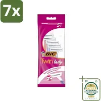 BIC 7 x - Twin Lady - Scheermesjes - Dubbel Mesje - Wegwerpmesjes - 5 Scheermesjes - Grootverpakking - Scheermesjes - Wegwerpmesjes - Dubbel Mesje - Scheermesje - Vrouwelijke Scheermesjes