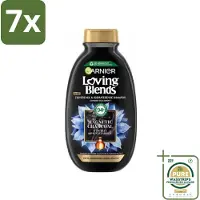 Garnier 7 x Loving Blends Magnetic Charcoal Shampoo 300 ml - Grootverpakking - Vette Hoofdhuid - Droge Haar - Zuivering - Hydraatatie - Magnetische Koolstof