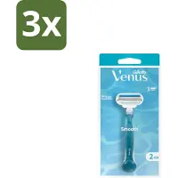 Gillette venus 3 x Gillette - Venus Smooth – Rondingvolgende Mesjes – Handvat + 2 Navulmesjes - Scheermesjes Vrouw - Huidbescherming - Scheren - Venus Smooth - SkinCushion