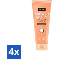 Sence 4 x - Coconut - Douchecrème - Verzorgend - 200 ml - Douchecrème Kokos - Kokos Geur - Hydraterende Douchecrème - Verzorgende Douche - Zachte Huid