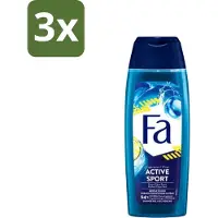 Fa 3 x Men - Douchegel - Active Sport - Verfrissend - Green Citrus - 250 ml - 48 Uur Bescherming - Sportieve Deodorant - Verfrissende Geur - Actieve Dag - Zweet En Geuren