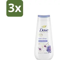 Dove 3 x – Douchecrème – Anti-Stress – 225 ml - Douchecrème Anti-stress - Ontspannende Douche - Droge Huid Verzorging - Blauwe Kamille - Havermelk