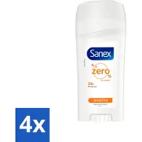Sanex 4 x Deodorant Stick Dermo Sensitive 65 ml - Deodorant Stick - Gevoelige Huid - Alcoholvrij - 24 Uur Bescherming - Huidbescherming