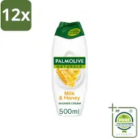Palmolive Naturals - Douchecrème - Melk & Honing - 500 ml - Voordeelverpakking - 12 stuks - Douchegel melk honing - Natuurlijke douchegel