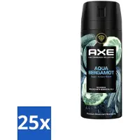 Axe 25 x Deodorant Bodyspray Aqua Bergamot 150 ml - Aqua Bergamot - Deodorant Bodyspray - 72 Uur Bescherming - Onweerstaanbare Geur - Premium Geur