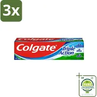 Colgate 3 x Tandpasta Triple Action 100 ml - Grootverpakking - Tandpasta - Gaatjes - Wittere Tanden - Frisse Adem - Mondverzorging