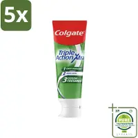 Colgate 5 x Tandpasta Triple Action Extra Fresh 75 ml - Grootverpakking - Tandpasta - Gaatjes - Tanden - Frisse Adem - Witte Tanden