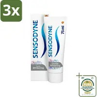 Sensodyne 3 x - Tandpasta - Gentle Whitening - Milde Reiniging - 75 ml - Grootverpakking - Gevoelige Tanden - Wittere Tanden - Milde Whitening - Tandpasta - Tandglazuur