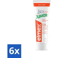 Elmex 6 x Gel-Tandpasta Junior (5-12 Jaar) 75 ml - Tandpasta Voor Kinderen - Gaatjesbescherming - Aminfluoride - Tandpasta Gel - Kindertandpasta