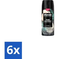 Axe 6 x – Deodorant Spray – Pure Coconut – 150 ml - Deodorant Spray - Kokosgeur - Frisheid - Transpiratiegeur - Huidbescherming