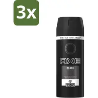 Axe 3 x Deodorant Bodyspray Black 150 ml - Deodorant Bodyspray - Anti-transpirant - Zweetgeur - Sandelhout Geur - Munt Geur