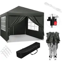 Markenlos tuinpaviljoen - Waterdicht - UV-bescherming - Met draagtas - In 3 hoogtes verstelbaar - 300x300x260 cm - Donkergrijs