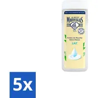 Le Petit Marseillais 5 x – Douchecrème – Lait – 400 ml - Douchecrème - Lait Douchecrème - Hydraterende Douchecrème - Zachte Douchecrème - Natuurlijke Douchecrème