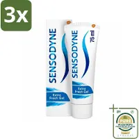 Sensodyne 3 x - Tandpasta - Extra Fresh Gel - Voor Gevoelige Tanden - 75 ml - Grootverpakking - Gevoelige Tanden - Tandpasta - Gevoeligheid - Tandpasta Voor Gevoelige Tanden - Frisse Mond