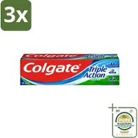 Colgate 3 x Tandpasta Triple Action 100 ml - Grootverpakking - Tandpasta - Gaatjes - Wittere Tanden - Frisse Adem - Mondverzorging