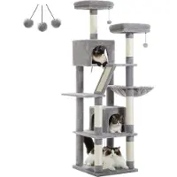 Famanu kraboom voor katten - Speelparadijs in grijs en gebroken wit - 180 cm