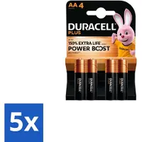 Duracell 5 x Alkaline Batterijen Mainline Bst AA 4 stuks per verpakking - AA Batterijen - Alkaline Batterijen - Betrouwbare Batterijen - Langdurige Batterijen - Dagelijks Gebruik