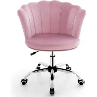 Markenlos Ergonomische bureaustoel met fluwelen bekleding - in hoogte verstelbaar, kleur roze